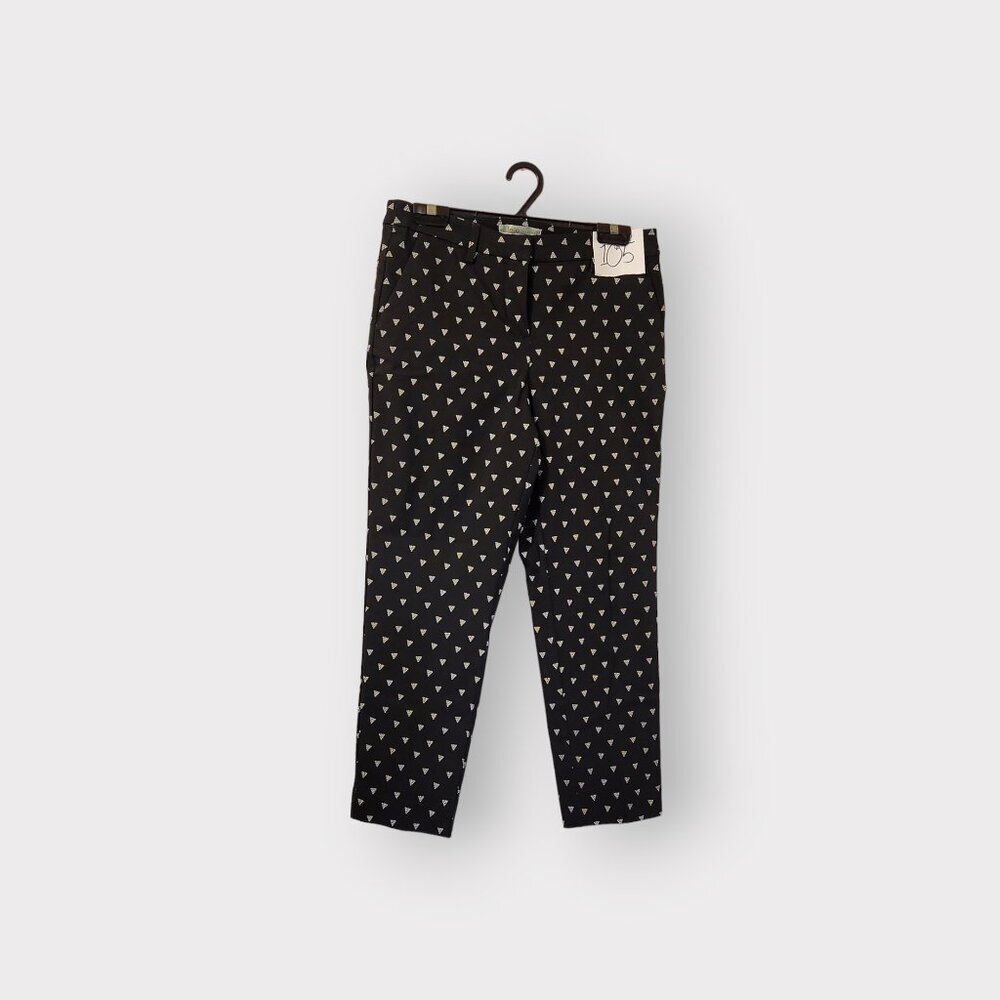 NWOT CLEO PETITES WOMENS SIZE 10 BLACK & WHOTE PATTERN HIGH RISE NYLON PANTS - Picture 2 of 4